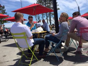 People seated at outside patio