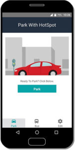 Mobile Phone featuring Hot Spot Parking App